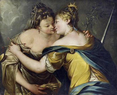 Die Gerechtigkeit umarmt den Frieden tekijältä Giovanni Battista Tiepolo